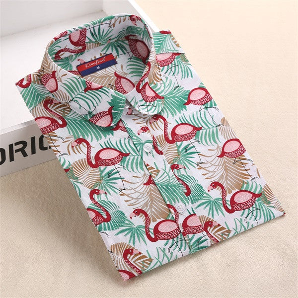 Harajuku Print Women Blouses Shirts Cotton Long Sleeve Ladies Tops Collar Floral Blusas Big Sizes Clothing Female Top Shirt 5XL