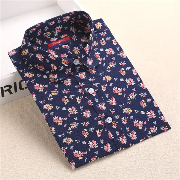 Harajuku Print Women Blouses Shirts Cotton Long Sleeve Ladies Tops Collar Floral Blusas Big Sizes Clothing Female Top Shirt 5XL