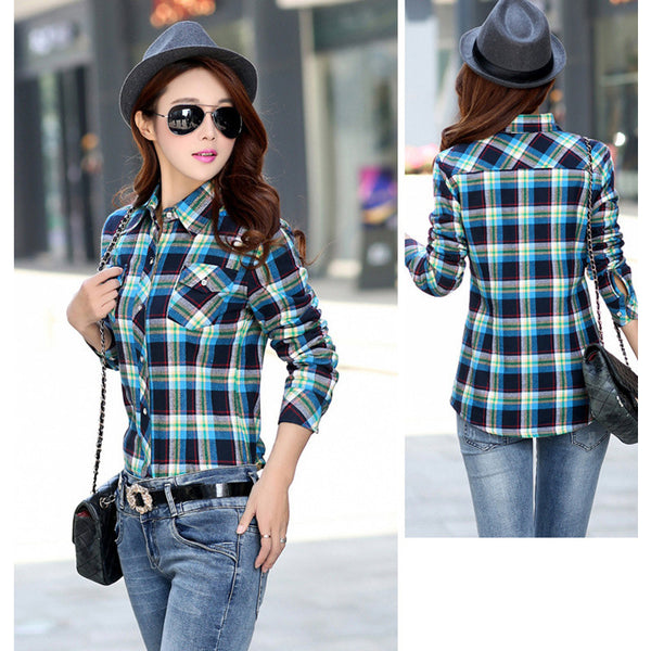 2016 Velvet Thick Warm Women's Plaid Shirt Female Long Sleeve Tops Plus Size Winter Check Blouse Blouses & Shirts Chemise Femme